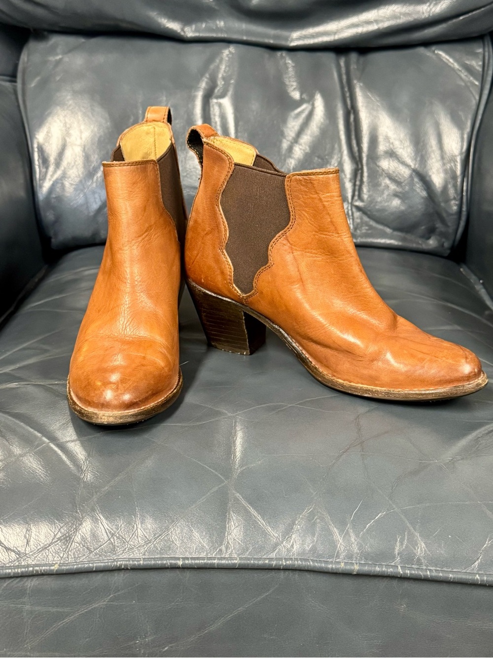 Frye, Women’s Cognac Brown Leather Ankle Boots, Size 7B